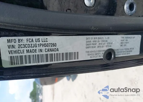 2023 Dodge Challenger Gt from USA, damaged, VIN 2C3CDZJG1PH507260